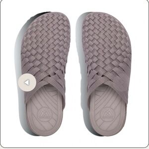 Free People Gray Woven Mules with Contoured Footbed